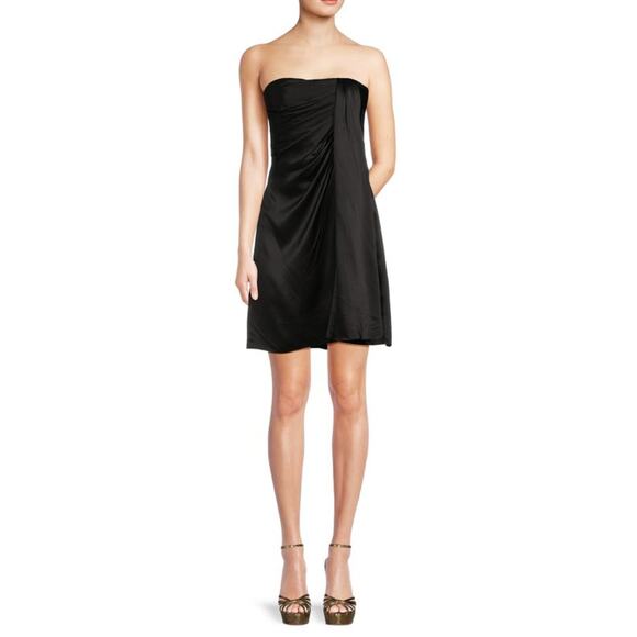 DOLCE & GABBANA Strapless Draped Stretch Satin Mini Dress 44 L - Picture 2 of 11